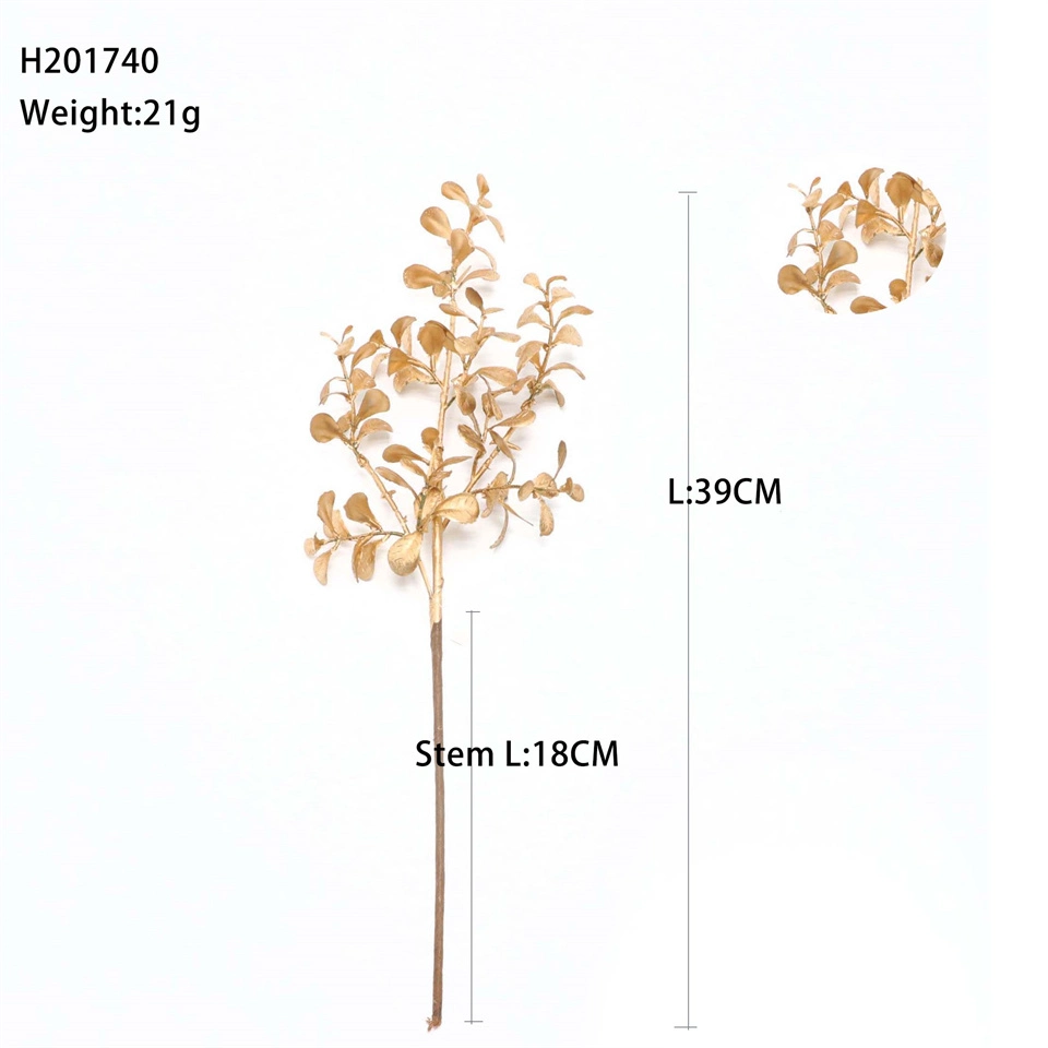 Wholesale Gold Leaf Artificial Flower Branch Christmas Decoration Gold Oil Series Cuttings Beautiful Outdoor Decoration Picks